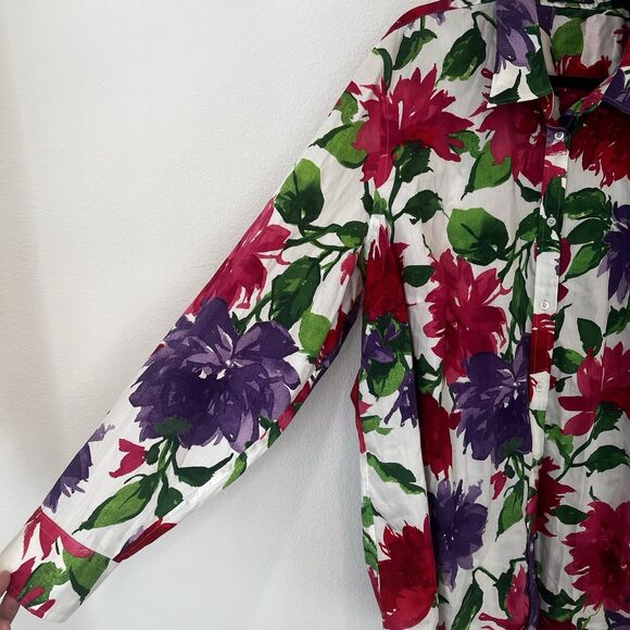 Vintage Ralph Lauren Size 3X Bright Multicolor Floral Women's Shirt Office Work - Picture 2 of 7